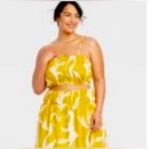 ✨ YELLOW TWO PIECE TROPICAL PRINT SET